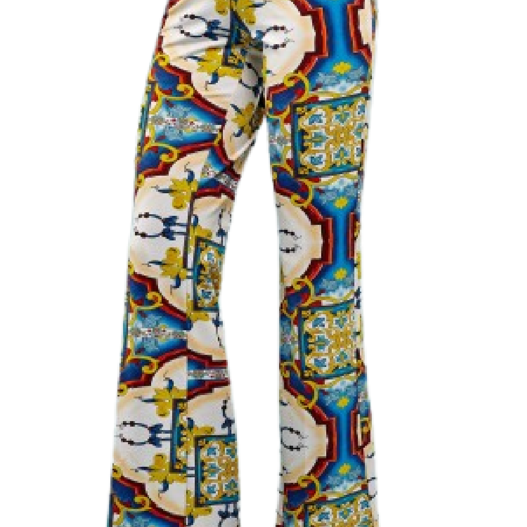 Insight Mediterranean Print Pull-On Boot Cut Knit Pants