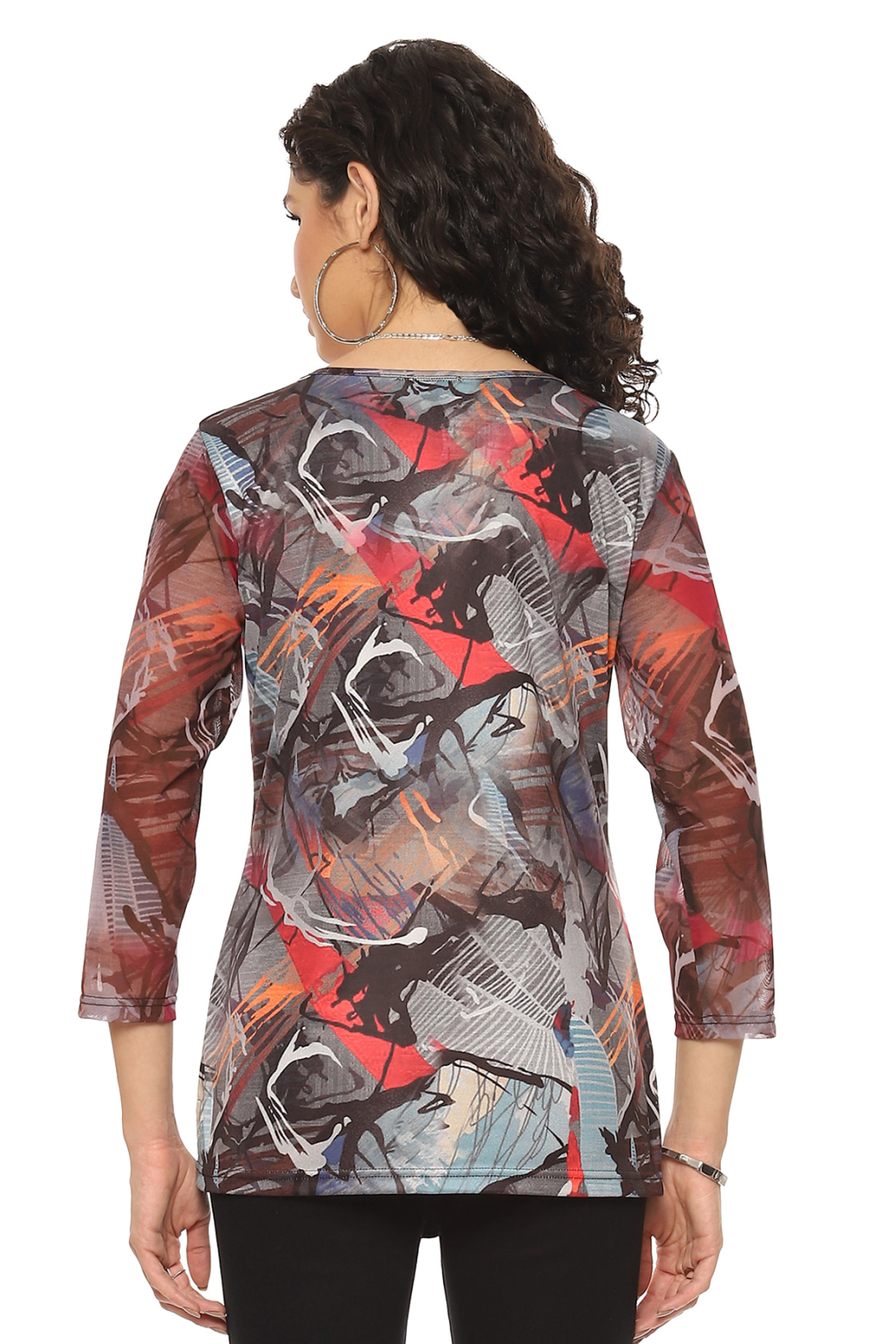 Back view of lightweight stretch knit top