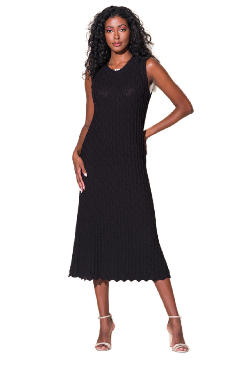 Alison Sheri Black Sleeveless Sweater Dress – Chic Knit Midi