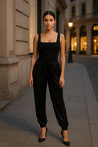 Women’s sparkly jogger pants with sequins, perfect for party or urban chic style