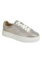 Women’s sparkly rhinestone sneaker with white platform sole