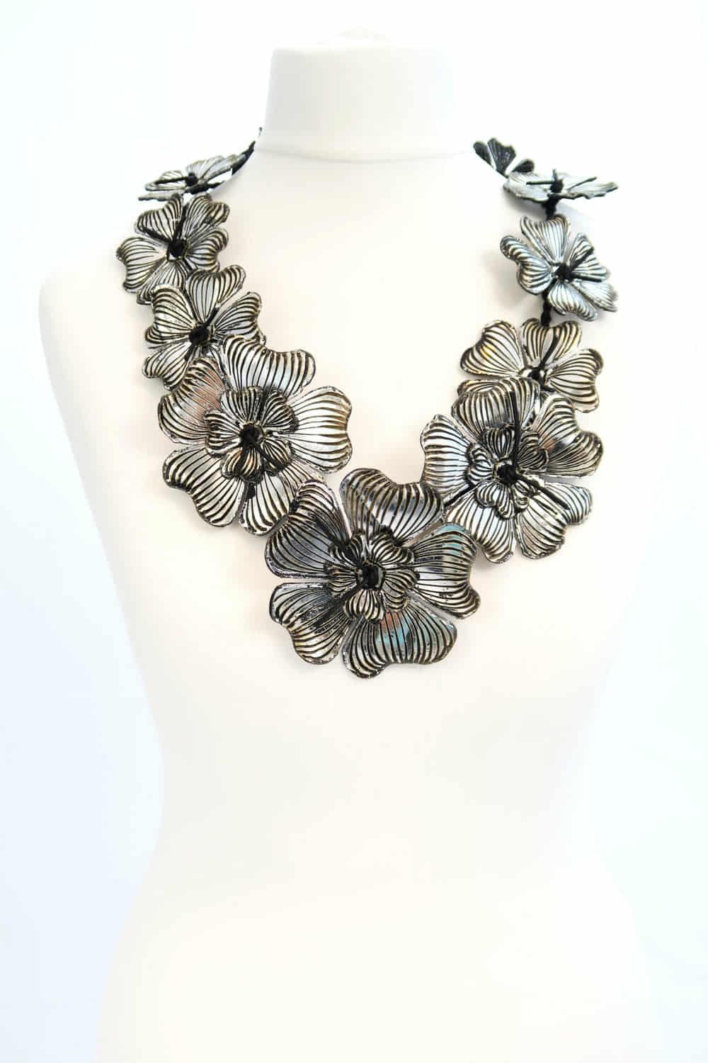 Silver Plumeria Necklace Jianhui London