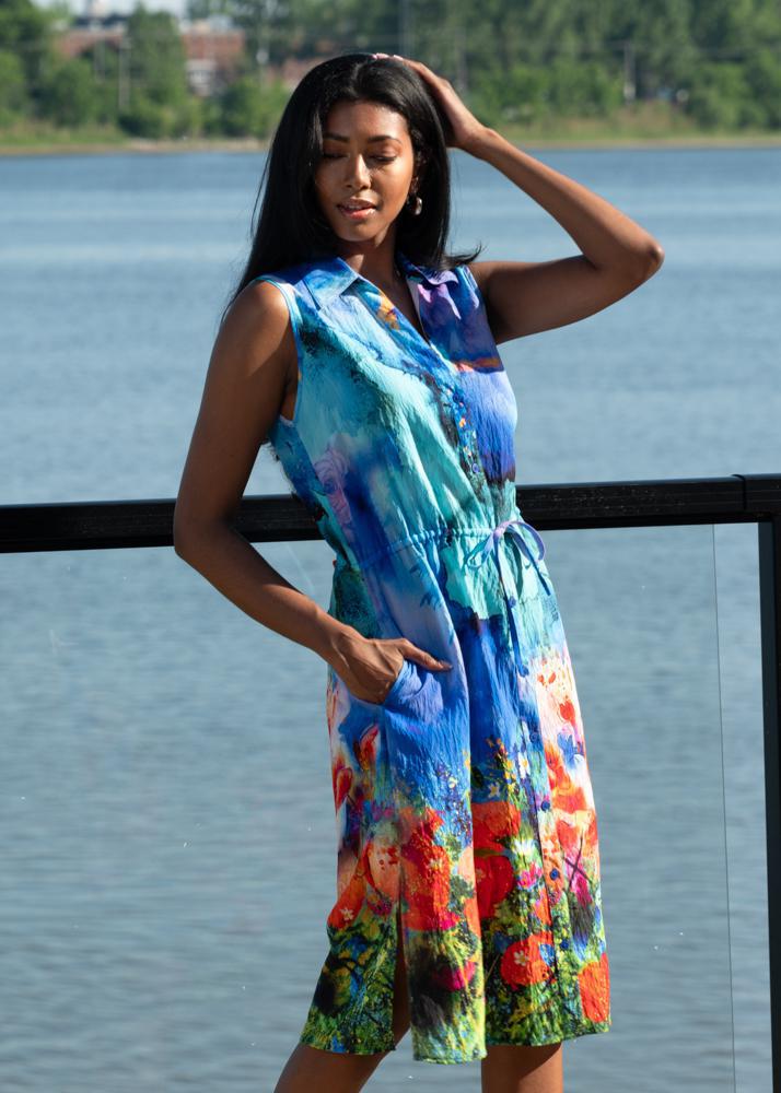 Alison Sheri Watercolor Floral Shirt Dress XL Alison Sheri Watercolor Floral Shirt Dress XL