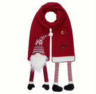 Red whimsical gnome scarf with festive details, cozy winter accessory and holiday gift idea