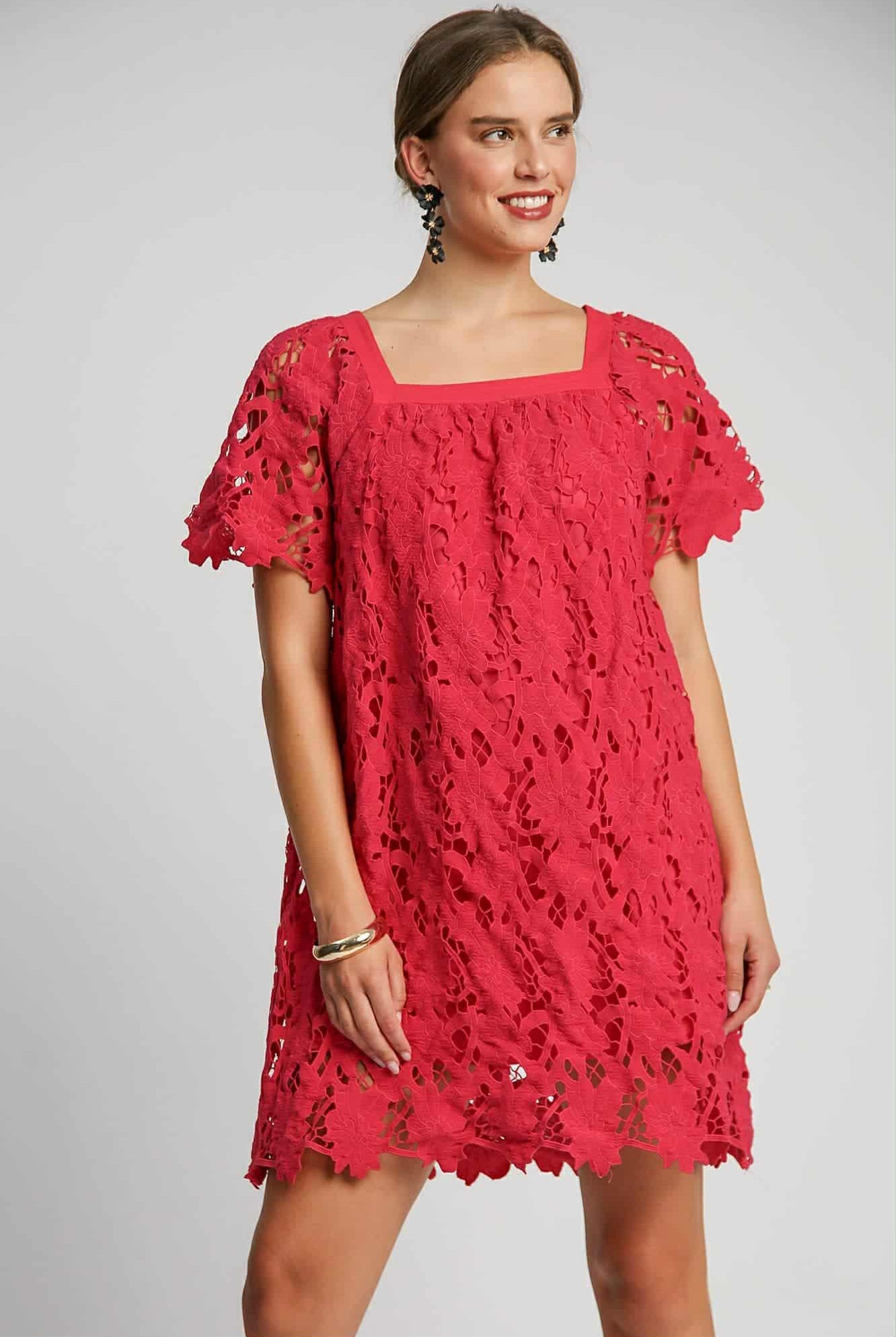CORAL ROSE LACE DRESS