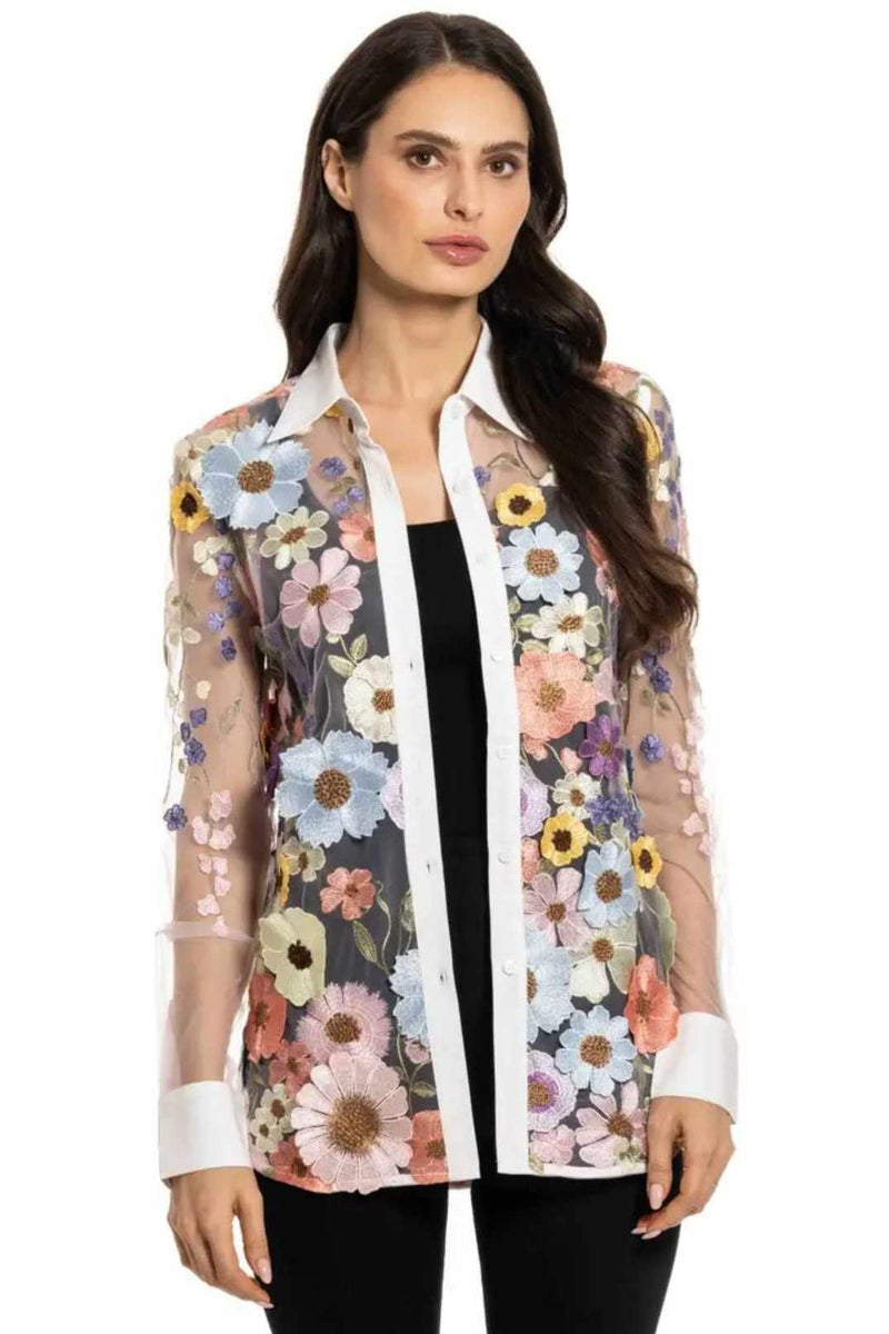 Women's floral applique shirt