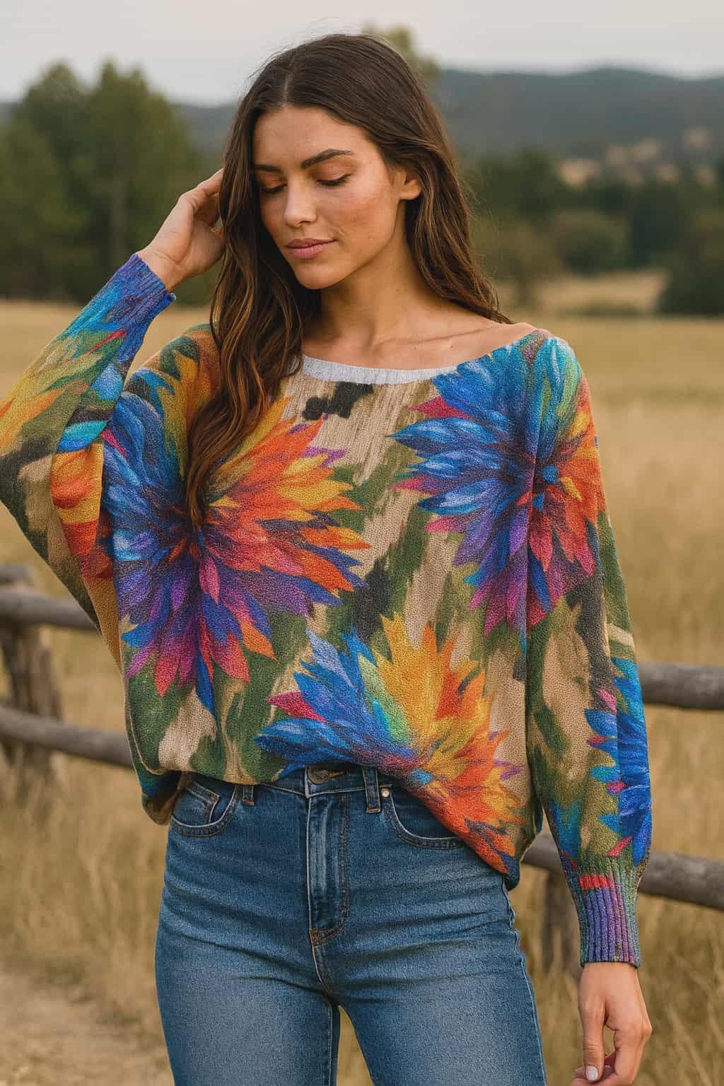  “Lightweight floral print sweater – one size fits most”