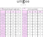Product comparison chart between Contemporary Line 2023 and Plus Line 2023 by umgee.
