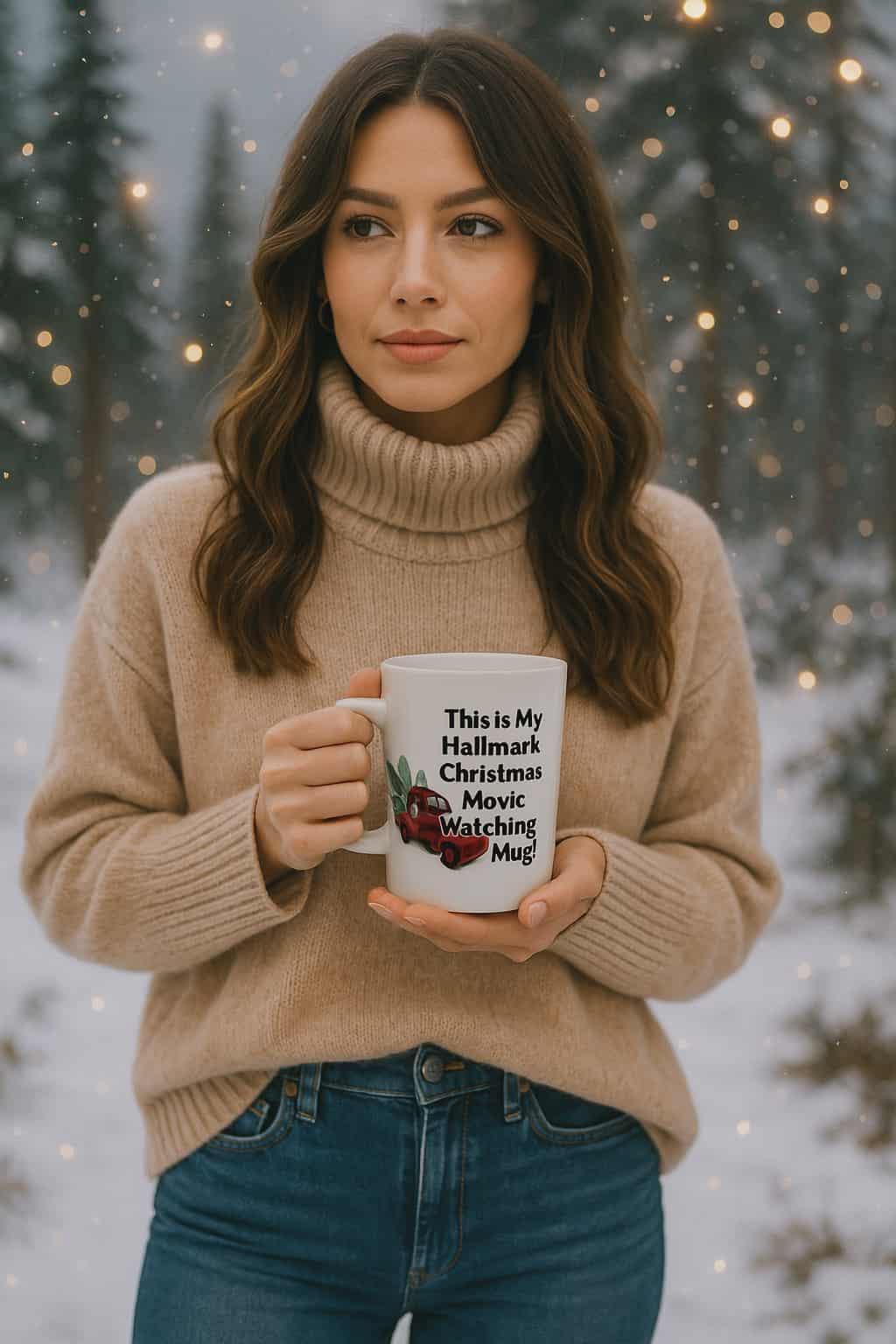 Hallmark Christmas Movie Watching Mug with red truck and Santa design